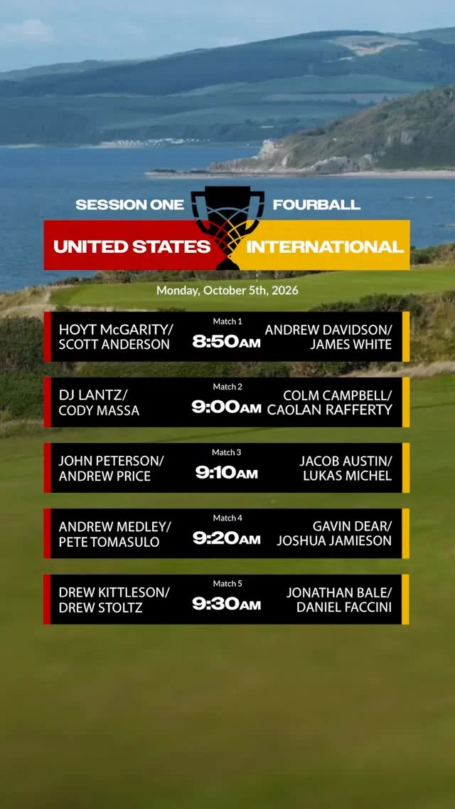 Monday Fourball is set at #TheBridgesCup

Who will win Session One @trumpturnberryscotland?