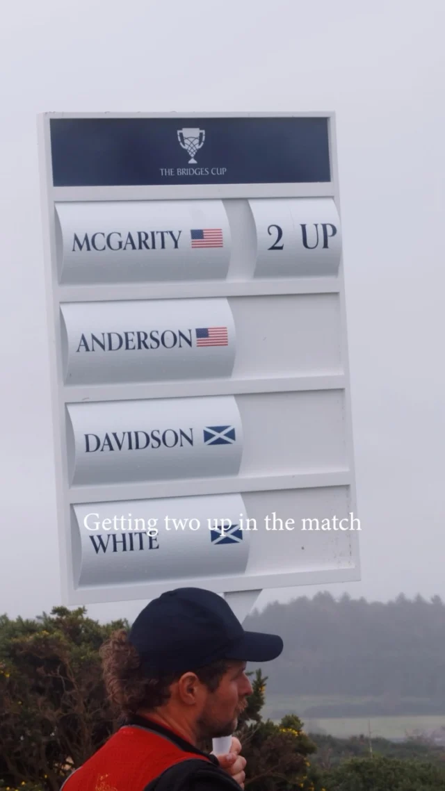 Hoyt McGarity & Scott Anderson battled to win their match in Session One at #TheBridgesCup

The two are paired together again in Session 3 Fourball on the Ailsa course @trumpturnberryscotland.